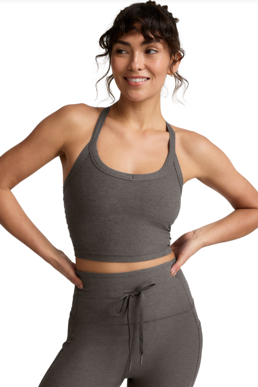 ON THE UP CROPPED TANK TRUE GREY