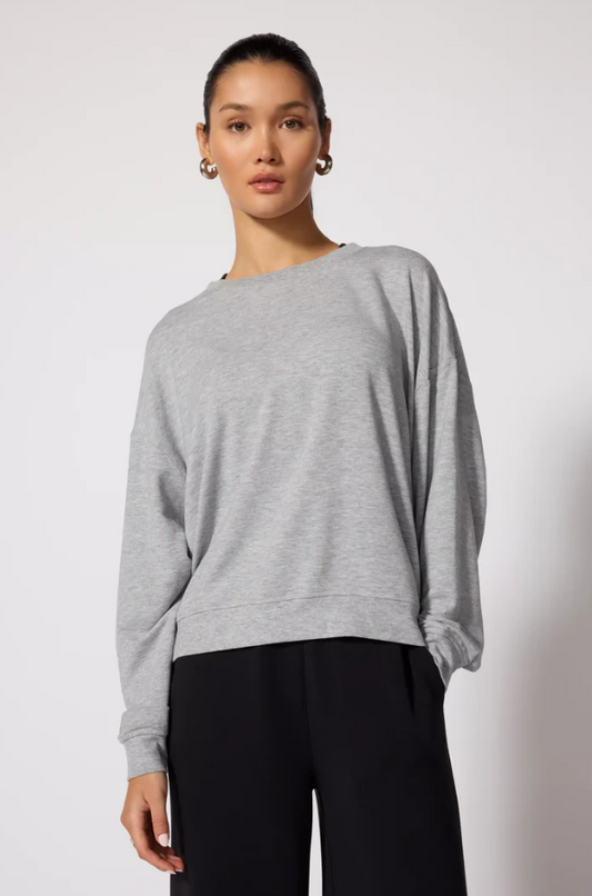 COZY FLEECE RELAXED CREW STEEL