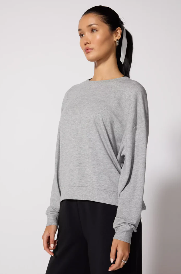 COZY FLEECE RELAXED CREW STEEL