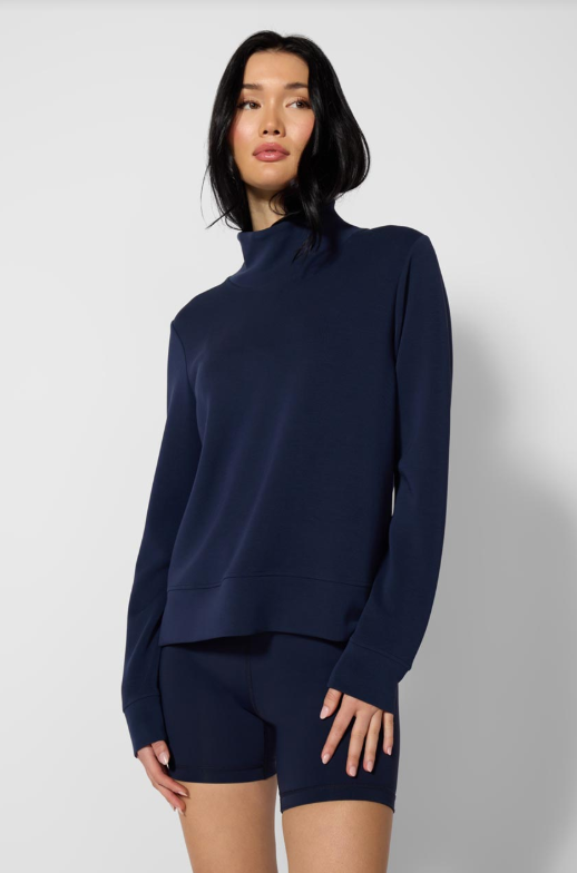 DREAMWEAVE MOCK NECK SWEATSHIRT NAVY