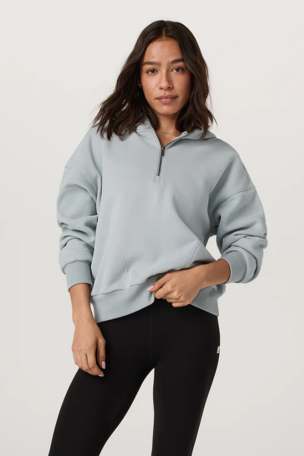 RESTORE RELAXED HALF ZIP HOODIE BLUE HAZE