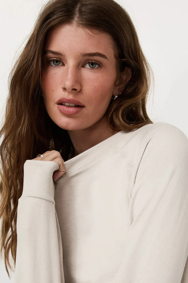 HALO LONGSLEEVE CREW ECRU HEATHER