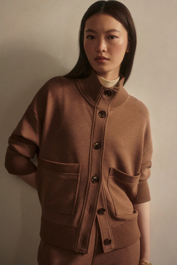 SABRINA BUTTON THROUGH SWEAT GOLDEN BRONZE