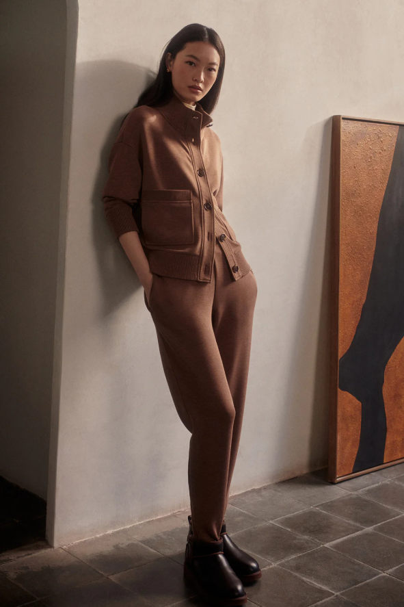 SABRINA BUTTON THROUGH SWEAT GOLDEN BRONZE