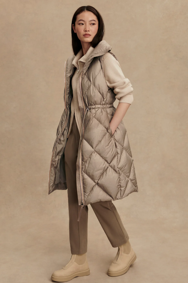 NAVINE LONG DOWN GILET PORTABELLA METALLIC