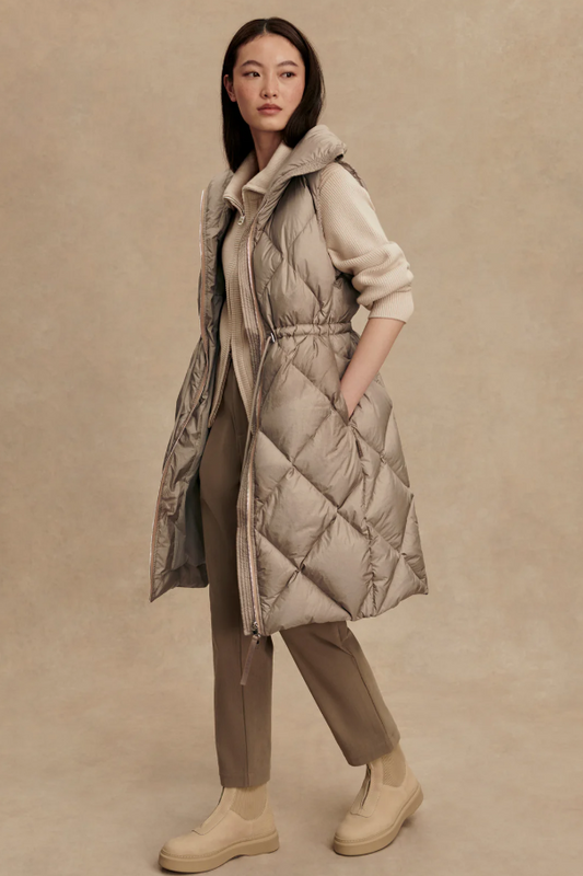 NAVINE LONG DOWN GILET PORTABELLA METALLIC