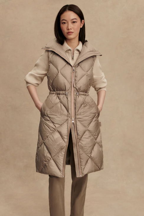 NAVINE LONG DOWN GILET PORTABELLA METALLIC