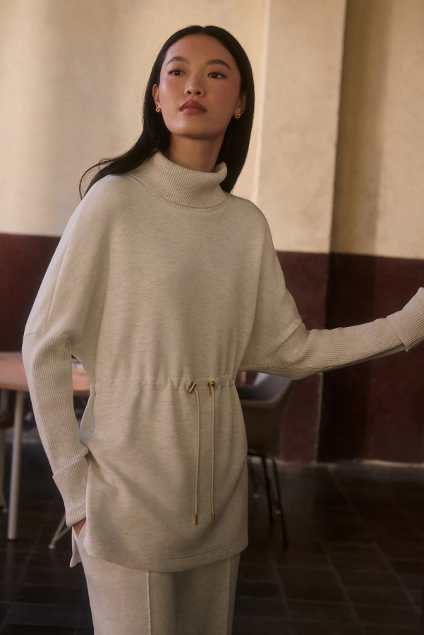 ETHEL CINCH WAIST SWEAT IVORY MARL