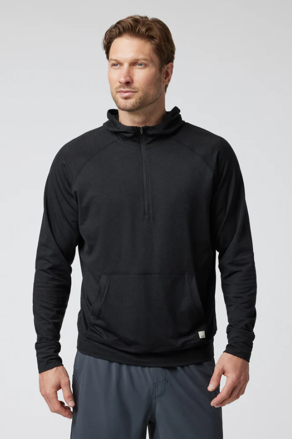 PONTO PERFORMANCE 1/2 ZIP HOODIE BLACK HEATHER