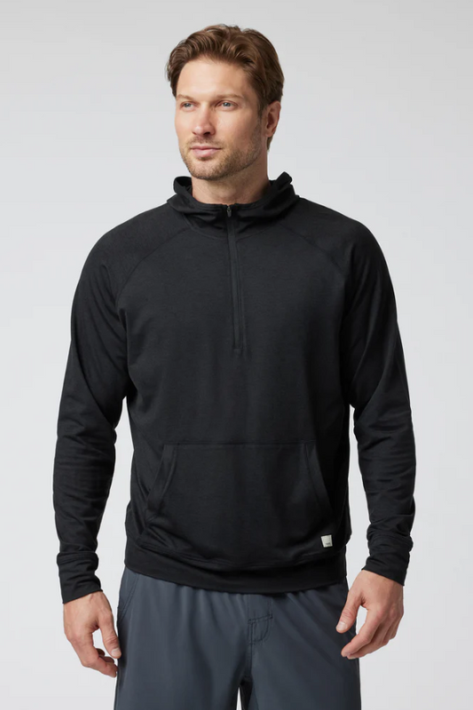 PONTO PERFORMANCE 1/2 ZIP HOODIE BLACK HEATHER