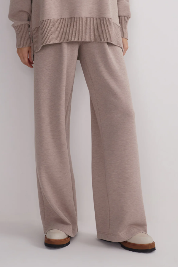 EXTRA WIDE LEG PANT TAUPE MARL