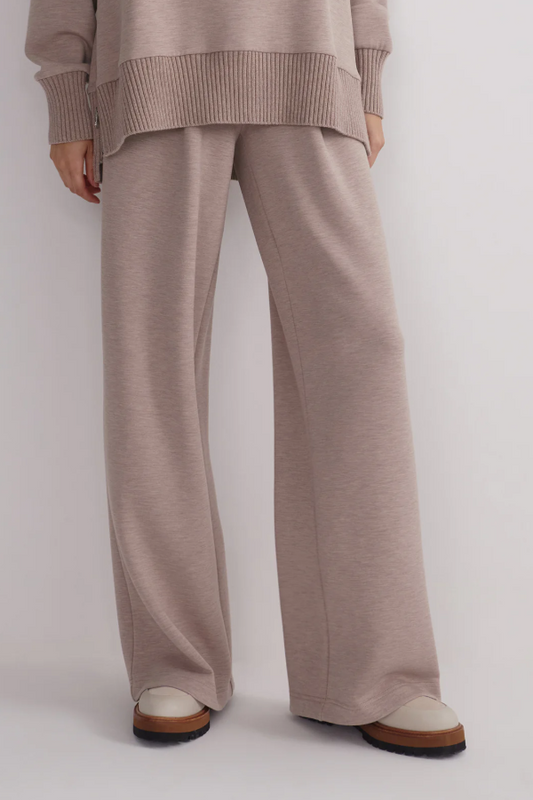 EXTRA WIDE LEG PANT TAUPE MARL