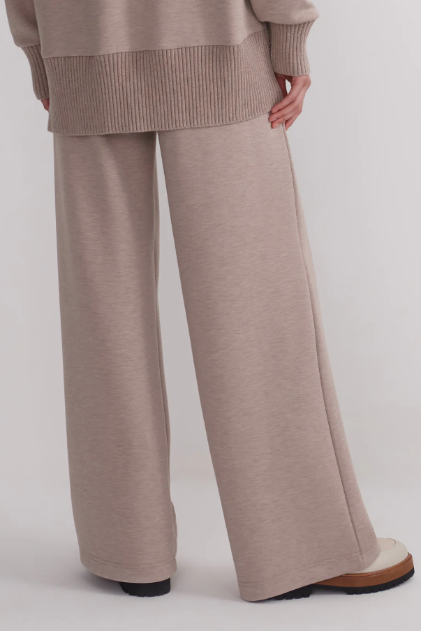 EXTRA WIDE LEG PANT TAUPE MARL