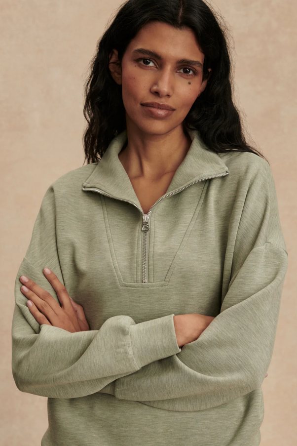 HAWLEY HALF ZIP SWEAT SHADOW MARL