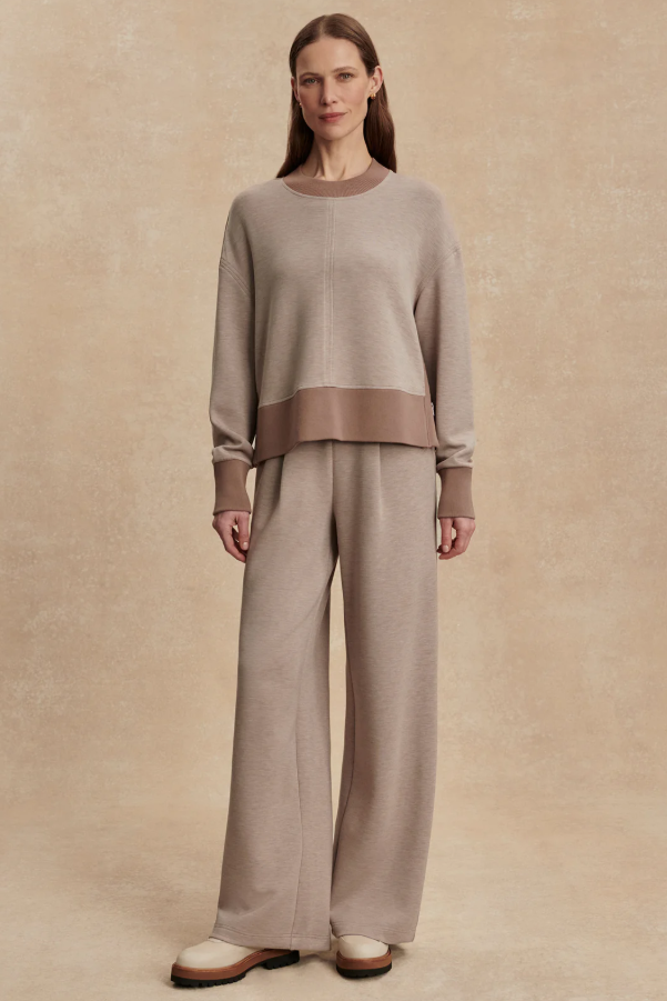 WIDE LEG PANT TAUPE MARL