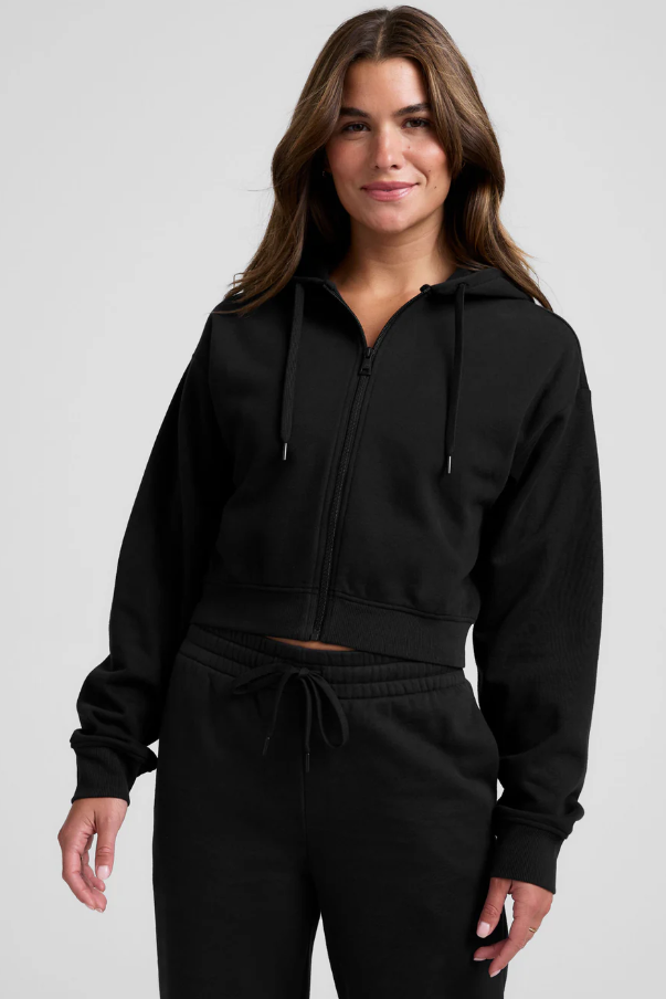 LUXEFLEECE ZIP UP HOODIE BLACK