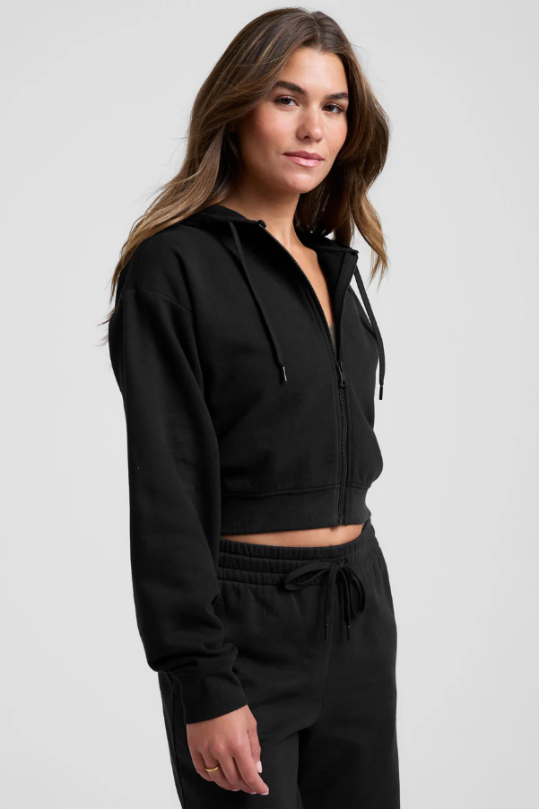 LUXEFLEECE ZIP UP HOODIE BLACK