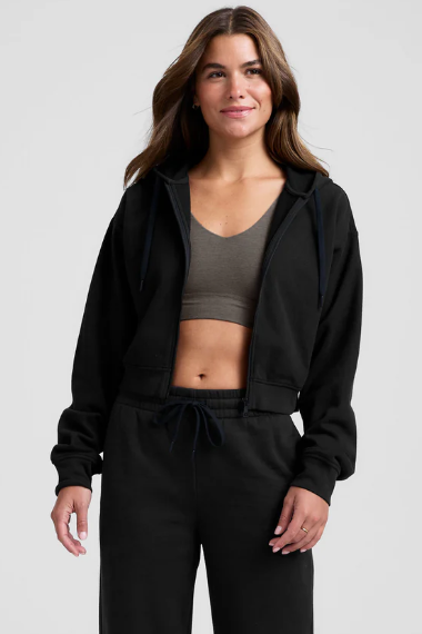 LUXEFLEECE ZIP UP HOODIE BLACK