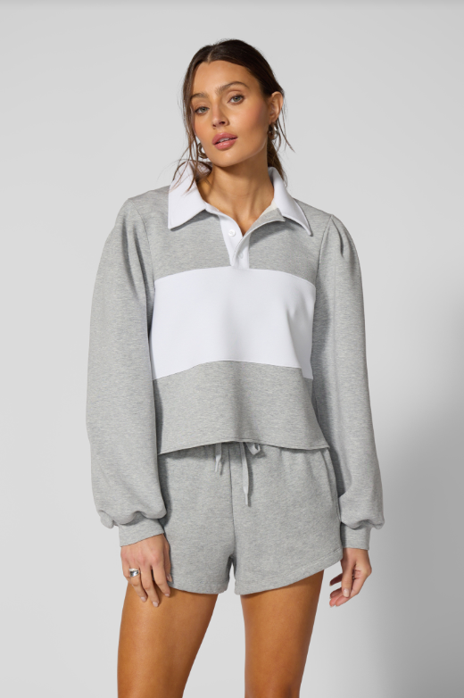 DREAMWEAVE PUFF SLEEVE RUGBY SHIRT CONCRETE