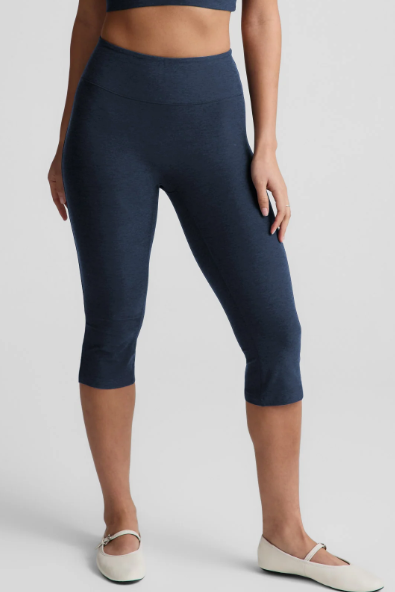 MID-RISE SLIT PEDAL PUSHER SPACEDYE CAPRI NOCTURNAL NAVY