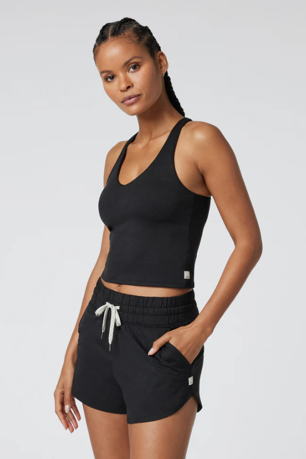 HALO PERFORMANCE CROP TANK 2.0 BLACK HEATHER