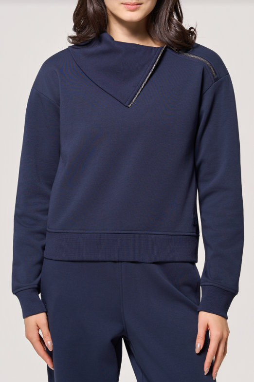ULTRASOFT FLEECE ASYMMETRICAL HALF ZIP NAVY