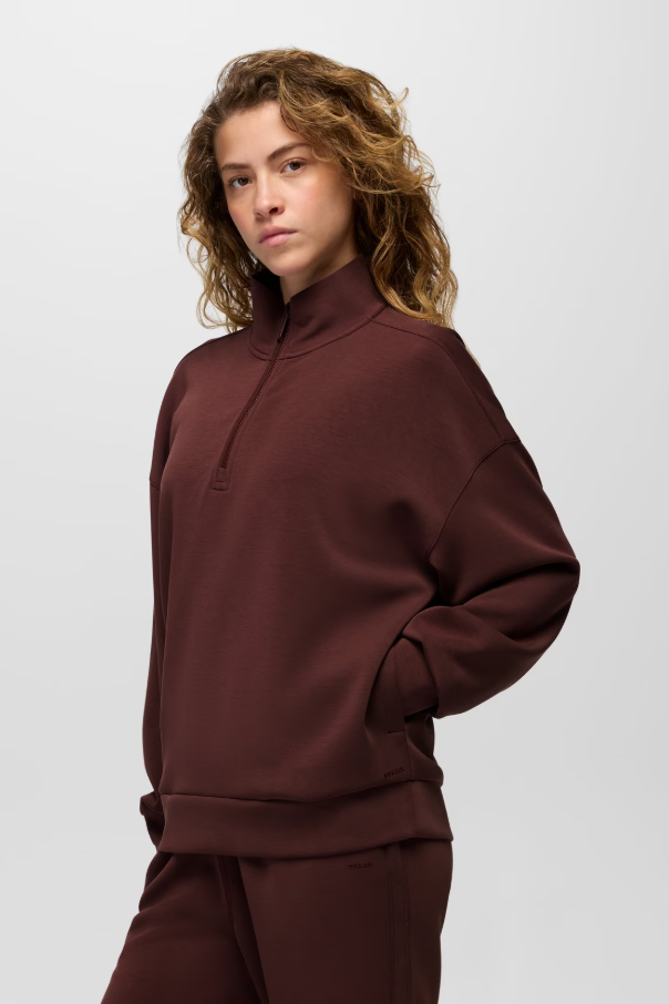 SHEA HALF ZIP SWEAT CACAO