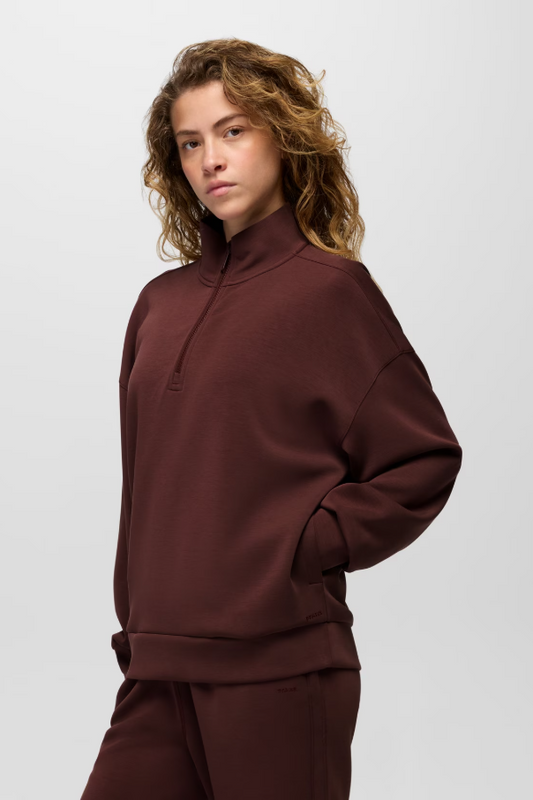 SHEA HALF ZIP SWEAT CACAO