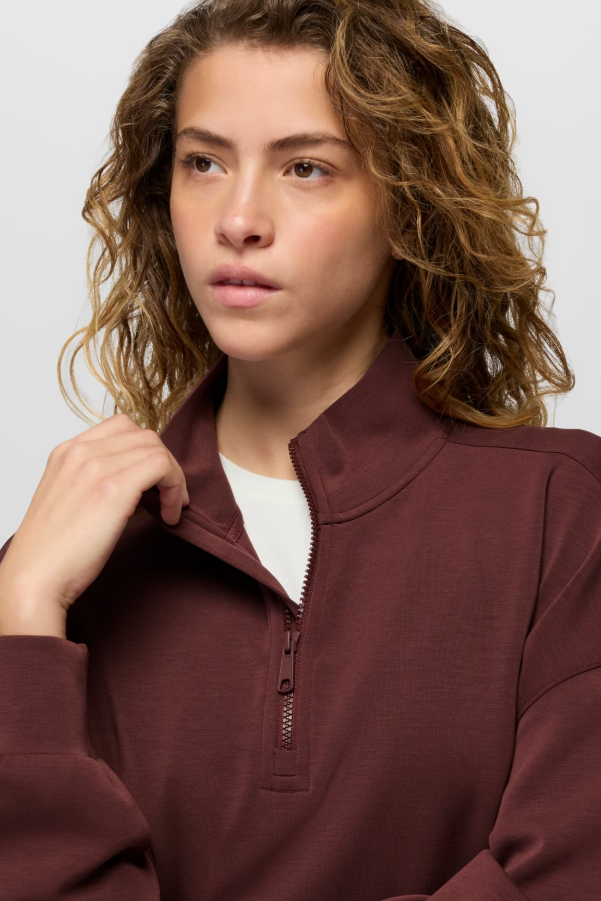 SHEA HALF ZIP SWEAT CACAO