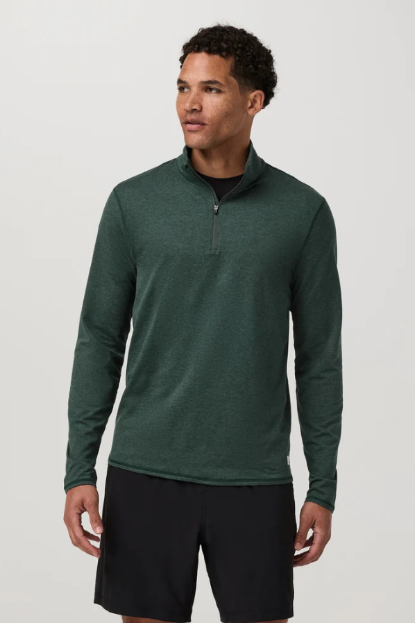 PONTO PERFORMANCE HALF ZIP MOCK NECK HEMLOCK HEATHER