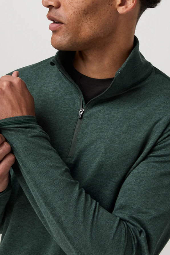 PONTO PERFORMANCE HALF ZIP MOCK NECK HEMLOCK HEATHER