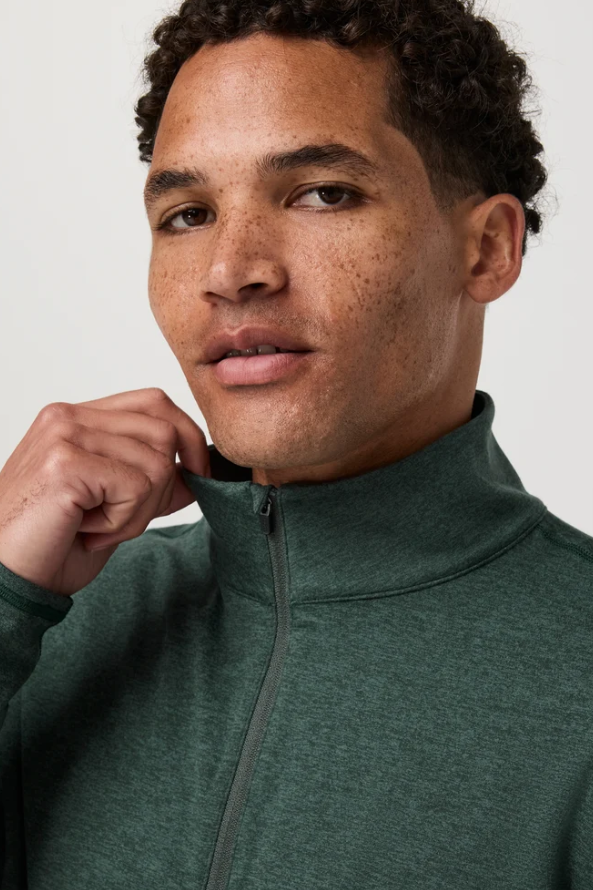 PONTO PERFORMANCE HALF ZIP MOCK NECK HEMLOCK HEATHER