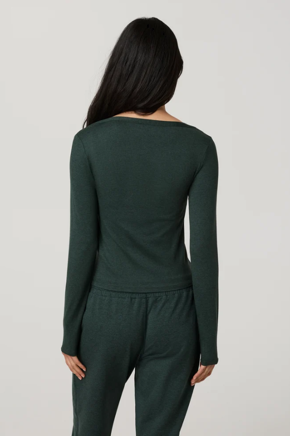 HALO V-NECK CARDIGAN HEMLOCK HEATHER