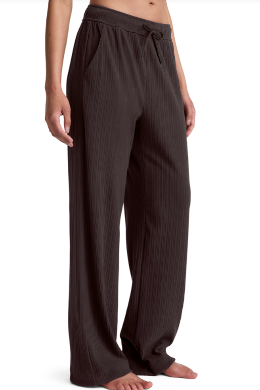 BREATHE EASY RIBBED WIDE LEG PANT DARK CHOCOLATE