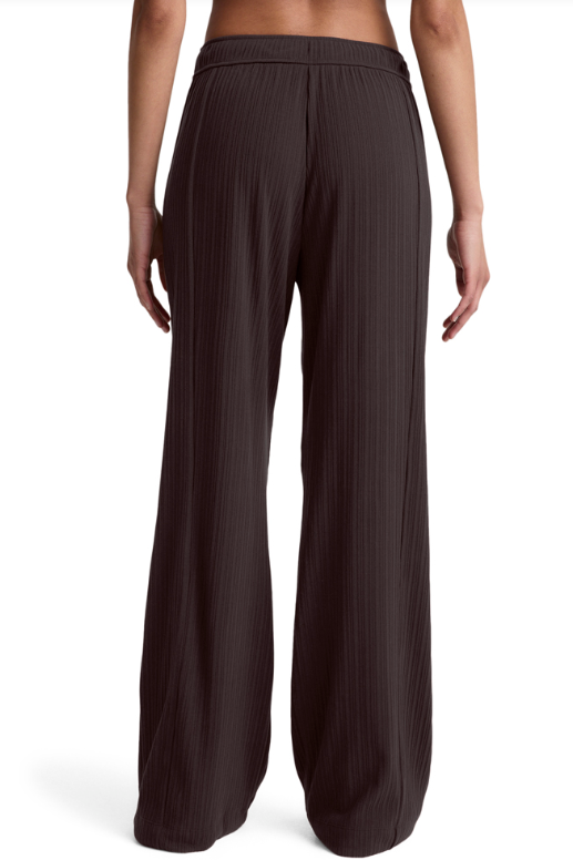 BREATHE EASY RIBBED WIDE LEG PANT DARK CHOCOLATE