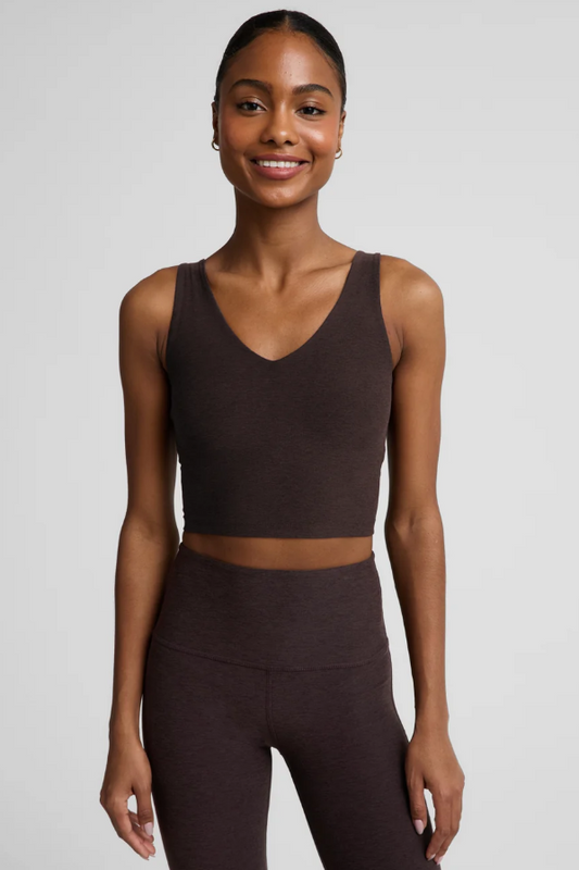 GOOD DAY CROPPED SPACEDYE TANK DARK CHOCOLATE