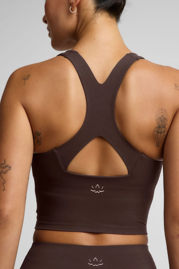 GLOWZONE MEDIUM IMPACT CROPPED BRA COCOA PLUM