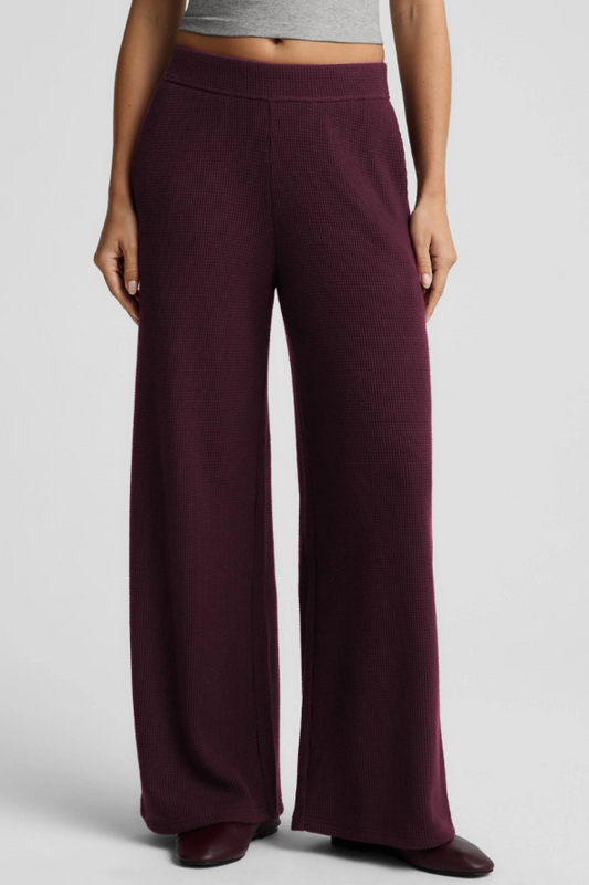 REST DAY WAFFLE WIDE LEG PANT CABERNET