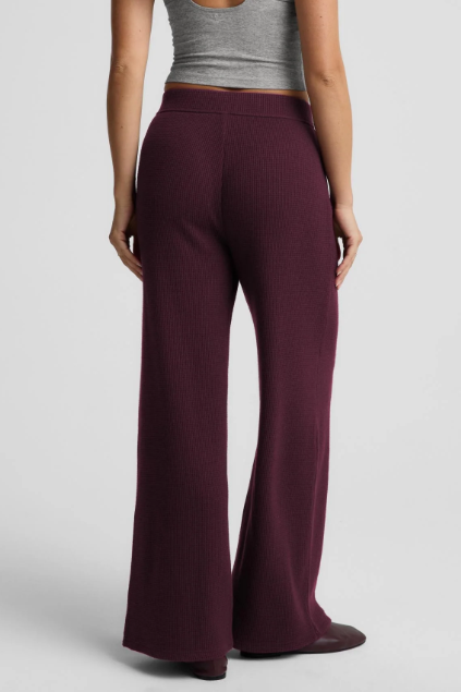 REST DAY WAFFLE WIDE LEG PANT CABERNET