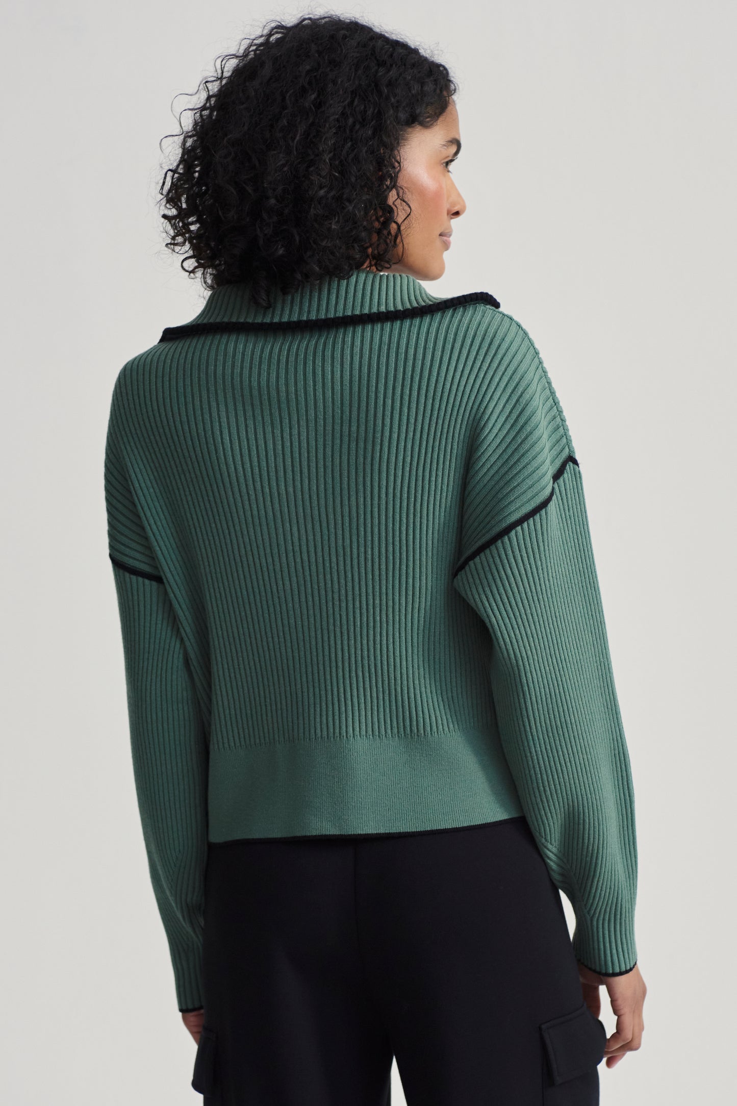 CARMEN KNIT ZIP SMOKE PINE