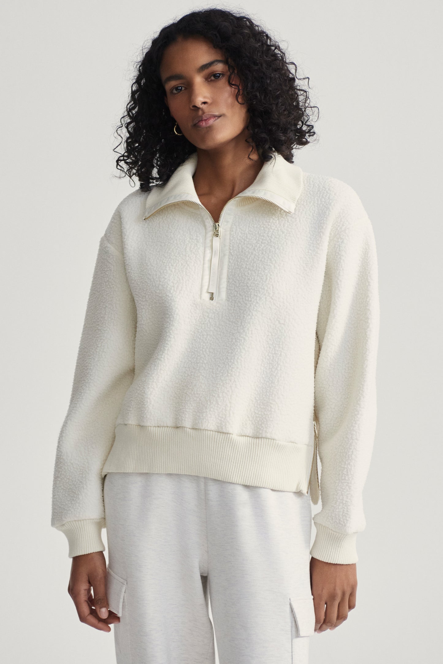 ROSELLE HALF ZIP FLEECE EGRET