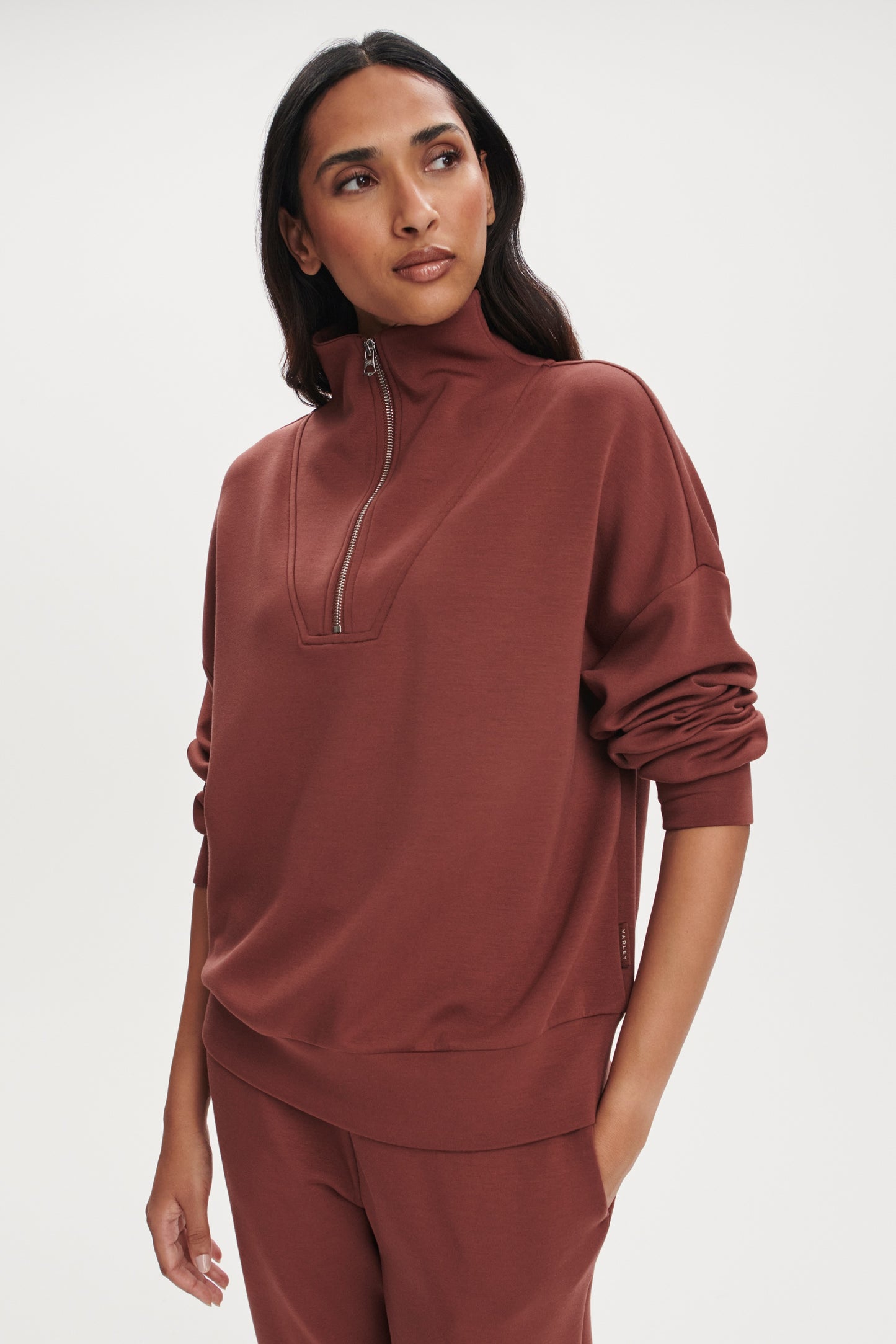 HAWLEY HALF ZIP SWEAT CINNAMON