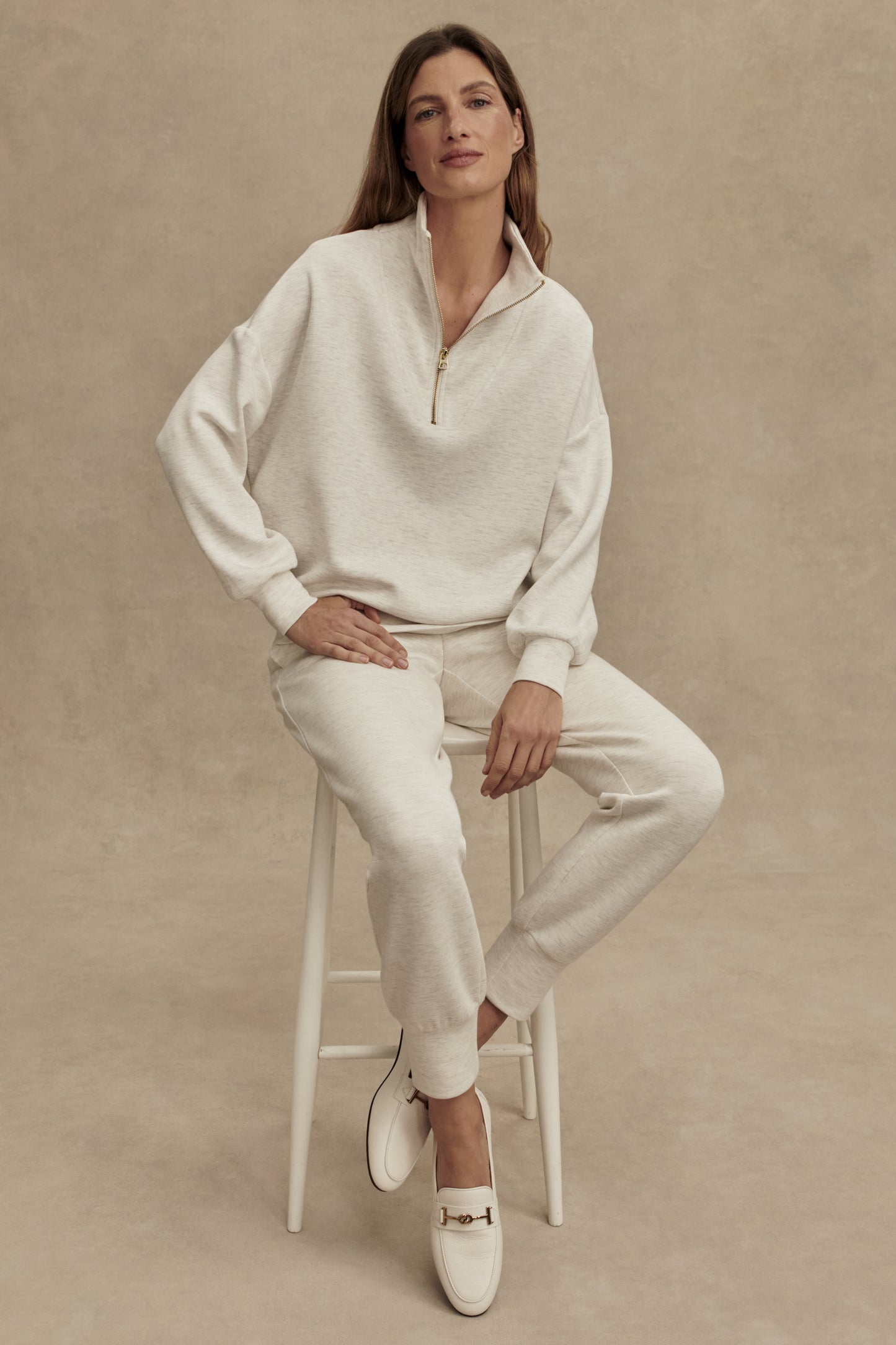 HAWLEY HALF ZIP SWEAT IVORY
