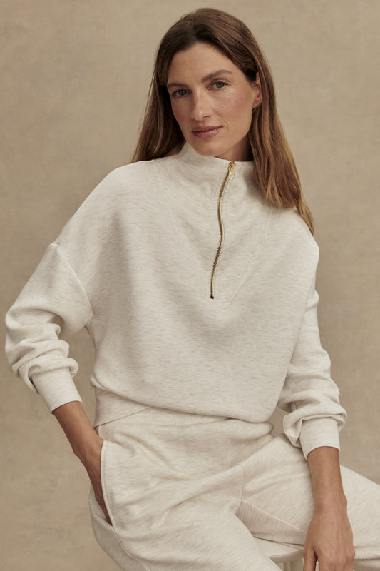 HAWLEY HALF ZIP SWEAT IVORY