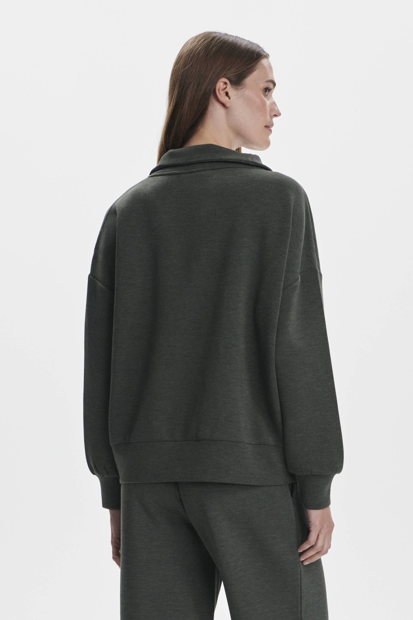 HAWLEY HALF ZIP SWEAT OLIVE MARL