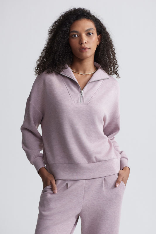 HAWLEY HALF ZIP SWEAT MAUVE