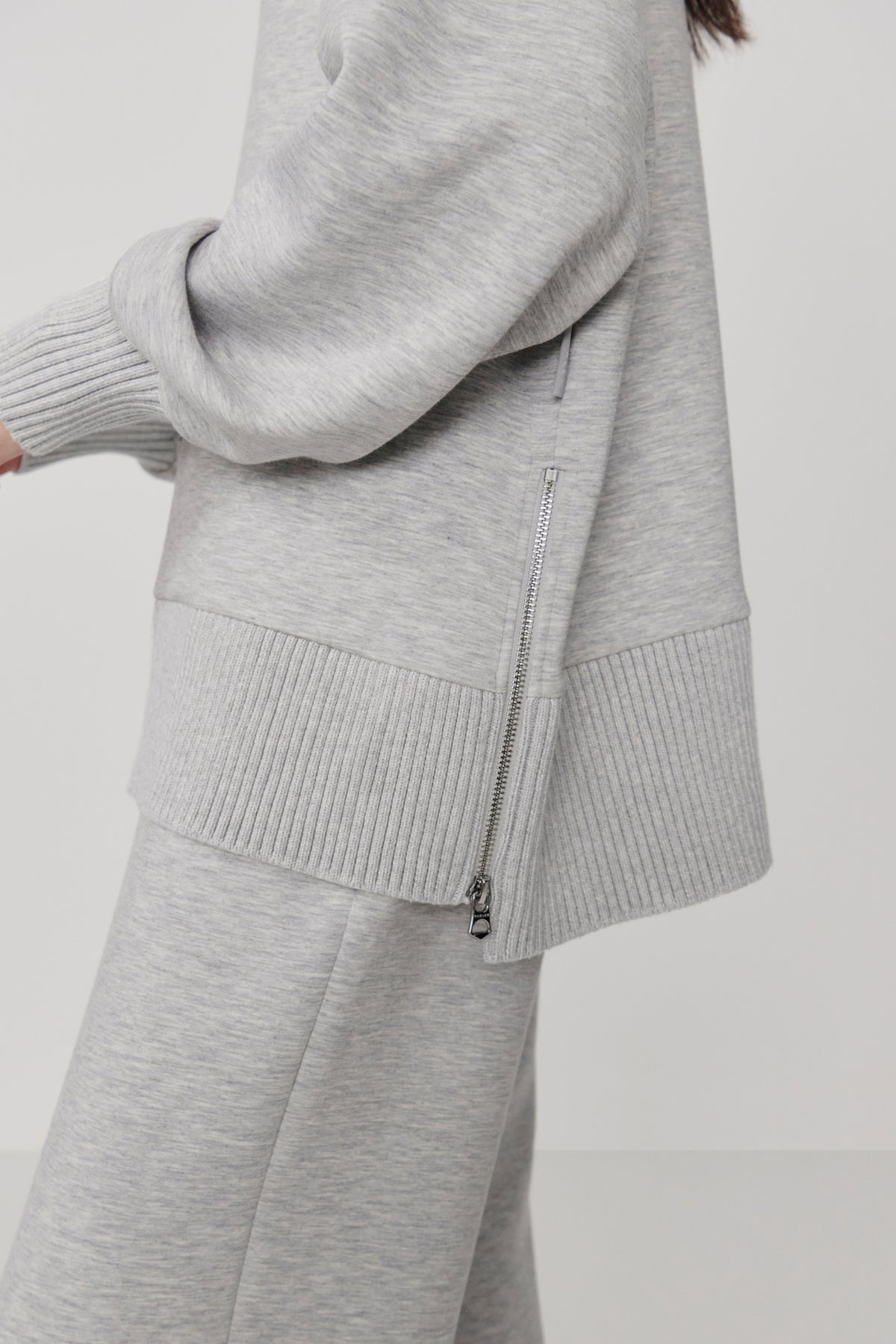 BARKER HIGH NECK SWEAT LIGHT GREY MARL