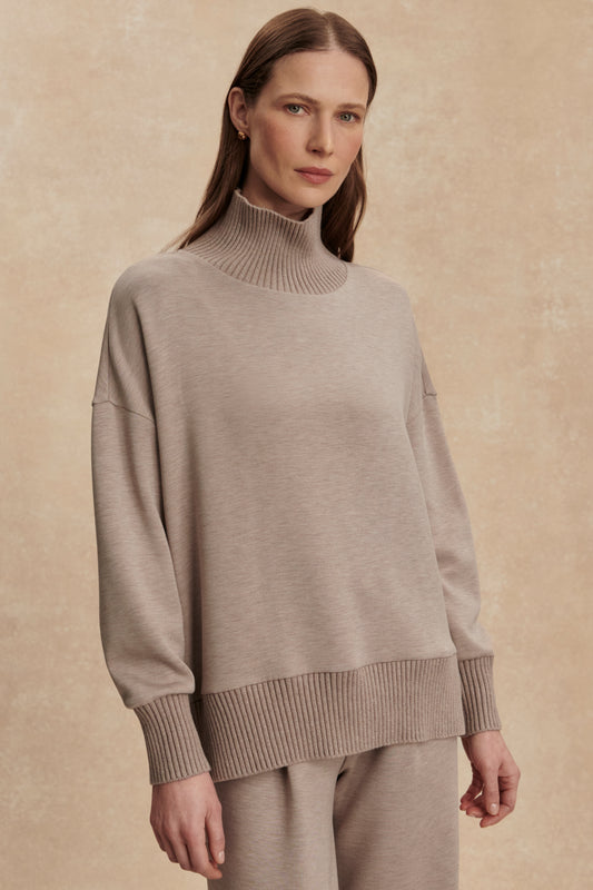 BARKER HIGH NECK SWEAT TAUPE MARL