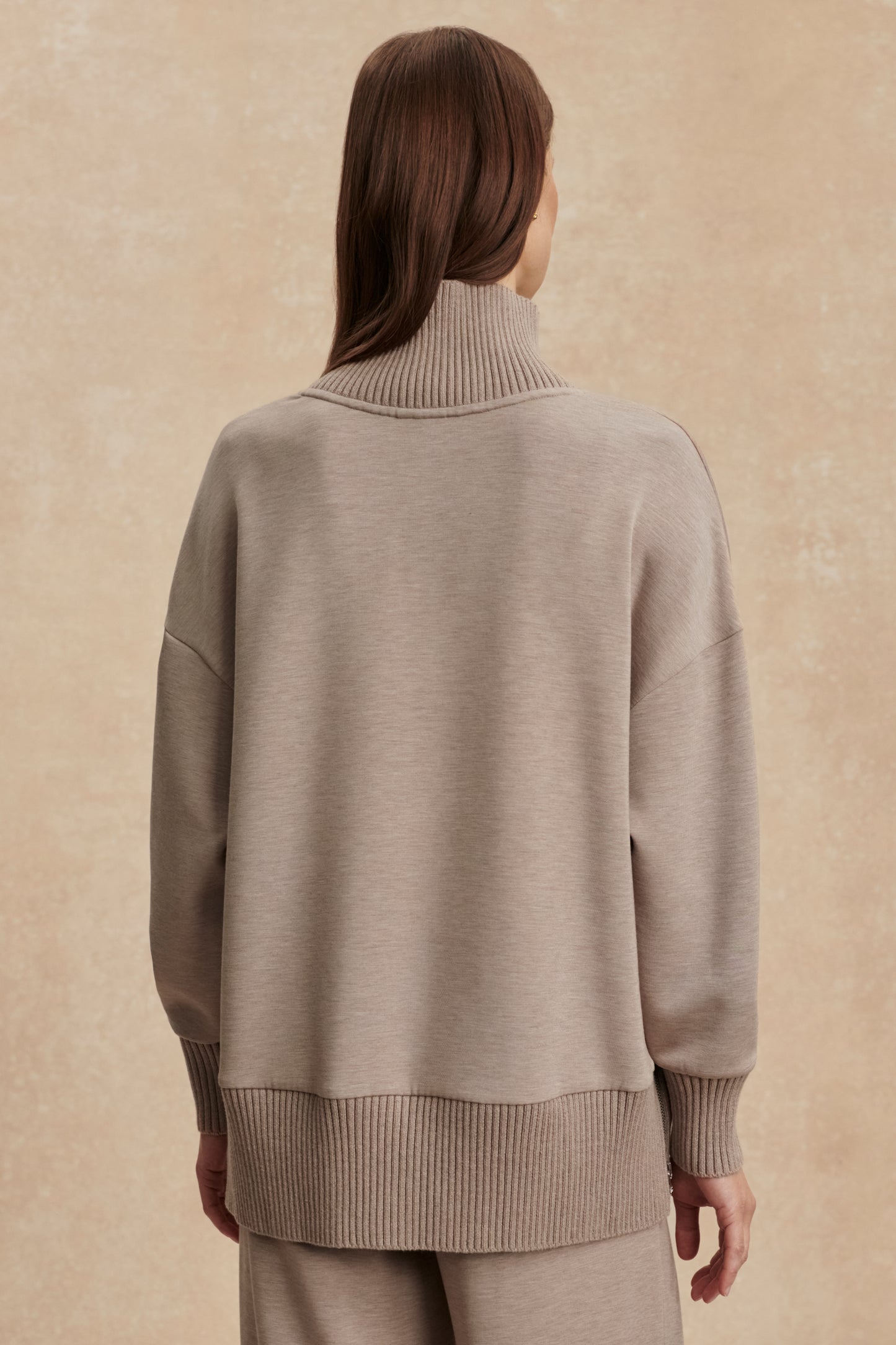 BARKER HIGH NECK SWEAT TAUPE MARL