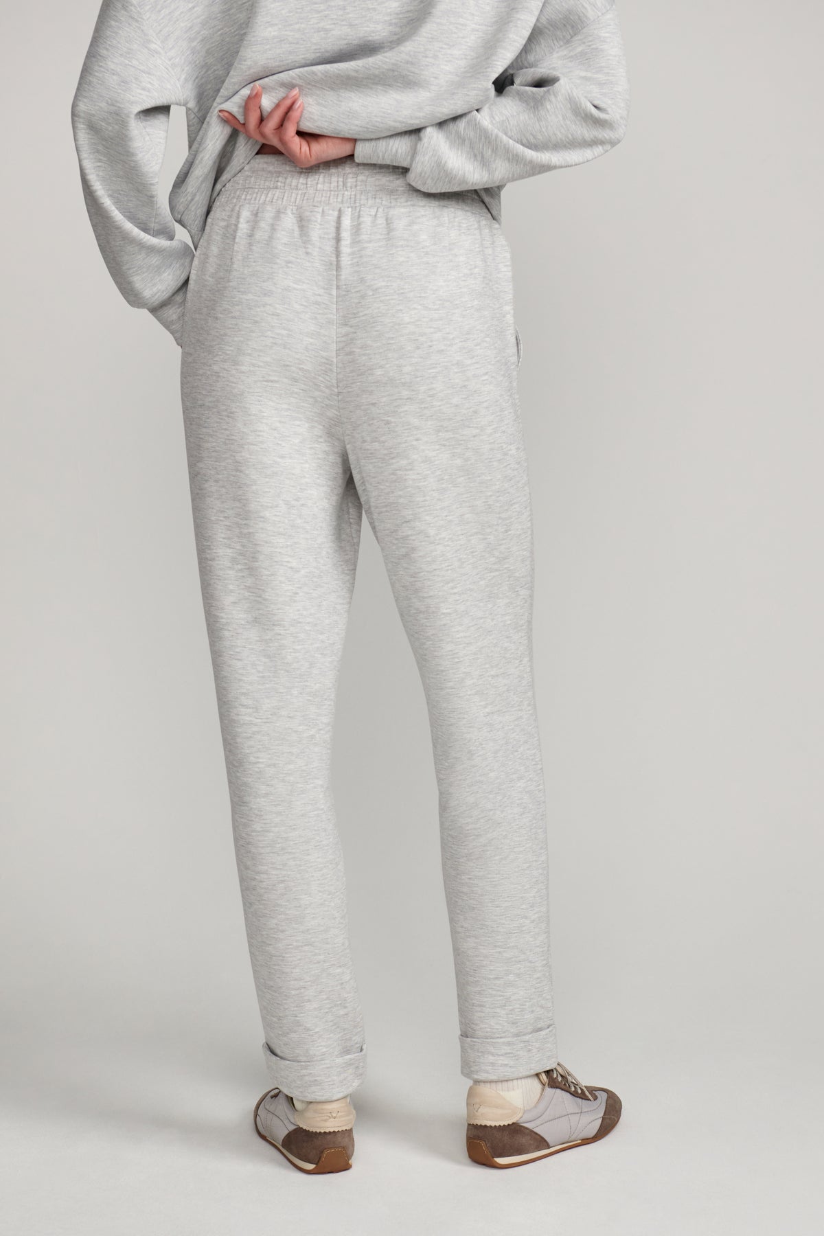 ROLLED CUFF PANT LIGHT GREY MARL